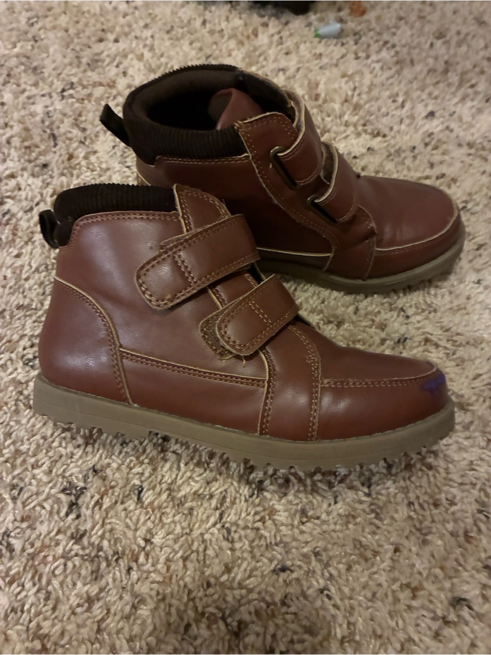 Gymboree Brown Leather Kids Velcro High-Top Boots